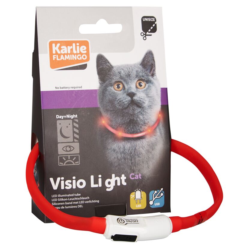Leuchtendes Katzenhalsband Visio Light von Karlie Flamingo