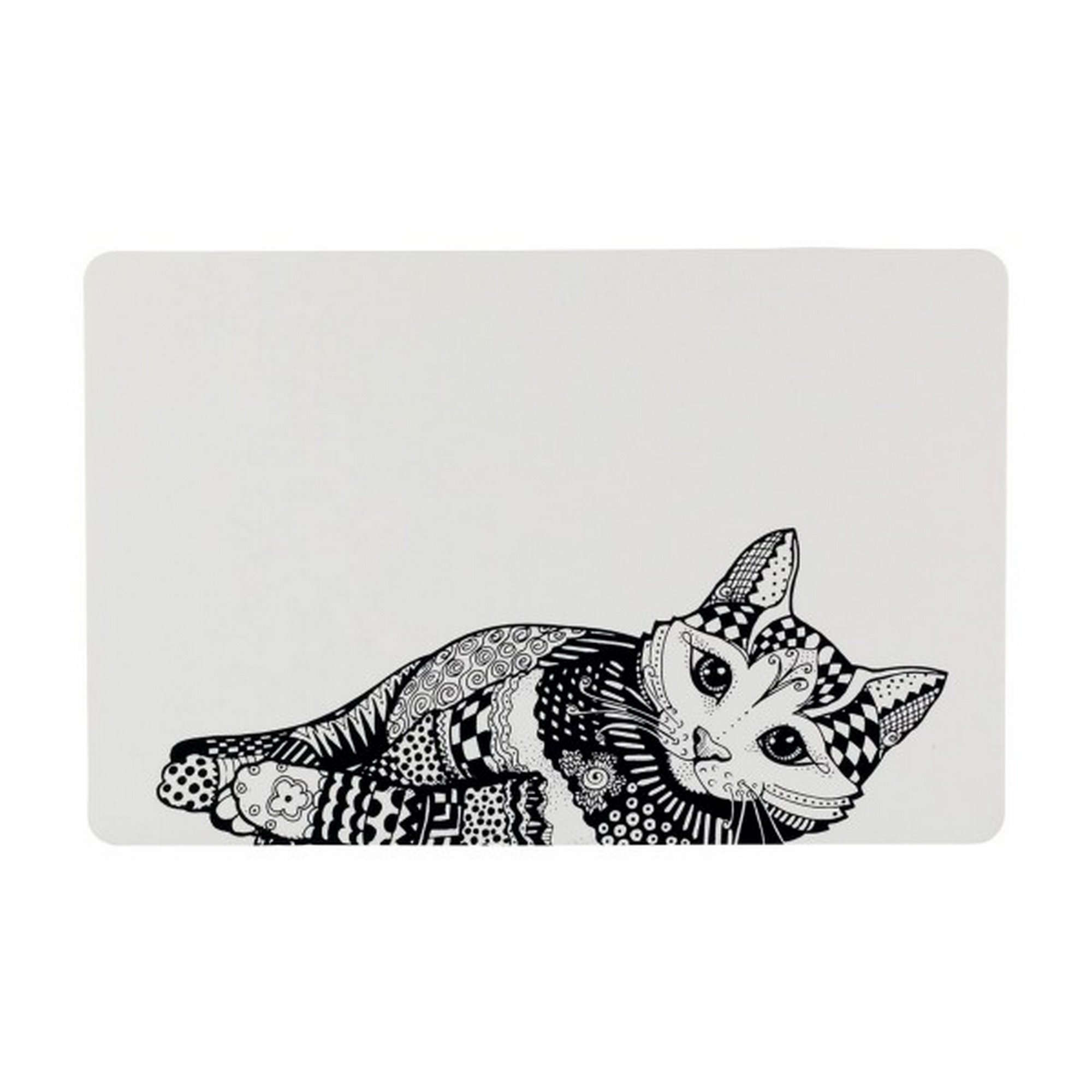 Napfunterlage mit Katzenmotiv weiß/schwarz 44 x 28 cm + product picture