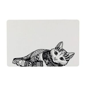 Napfunterlage mit Katzenmotiv weiß/schwarz 44 x 28 cm