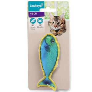 Katzenspielzeug Fisch mit Glöckchen und Katzenminze blau/gelb 45 x 110 mm
