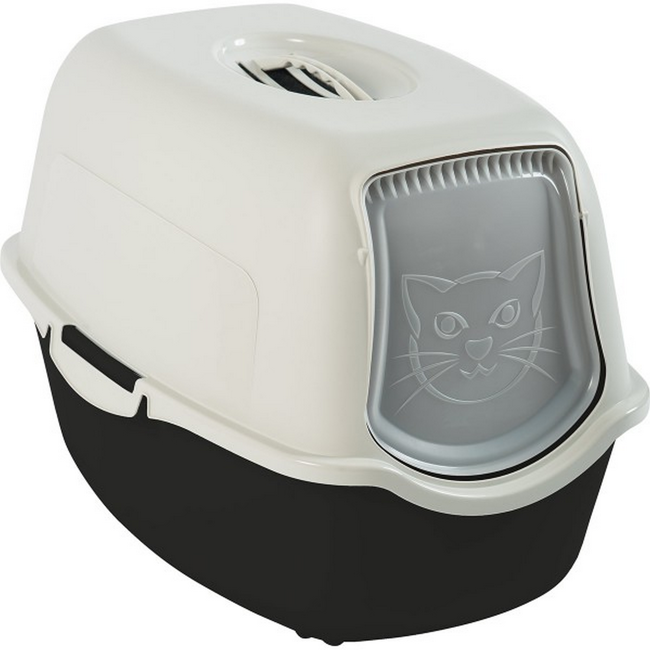 Bild von Katzentoilette mit Dach, 400 x 560 x 390 mm, grau/schwarz