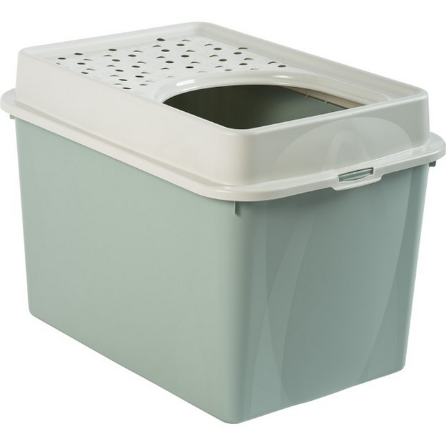 Bild von Katzentoilette mit Abdeckung grün/grau 390 x 570 x 400 mm