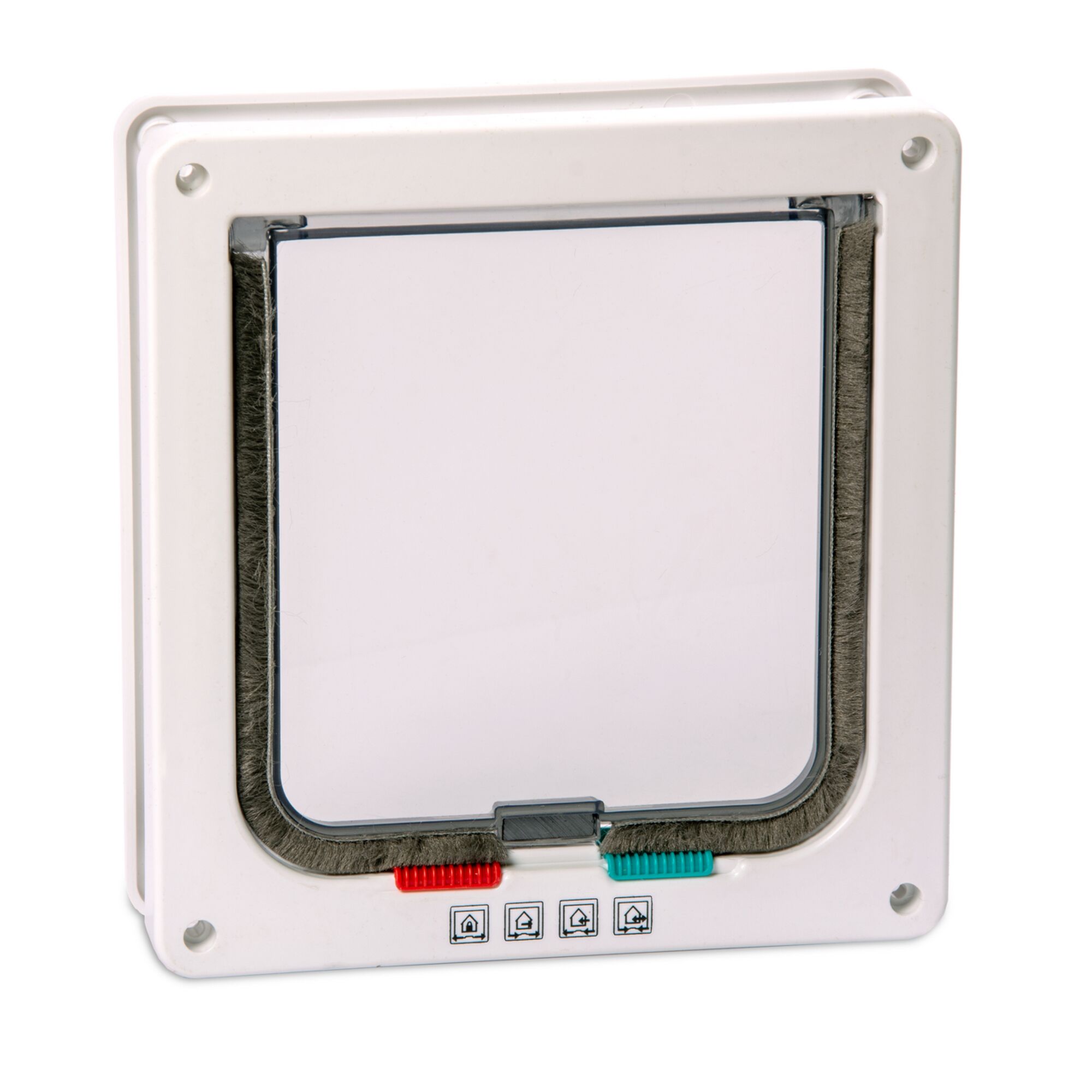 Weiße 4-Wege Katzenklappe