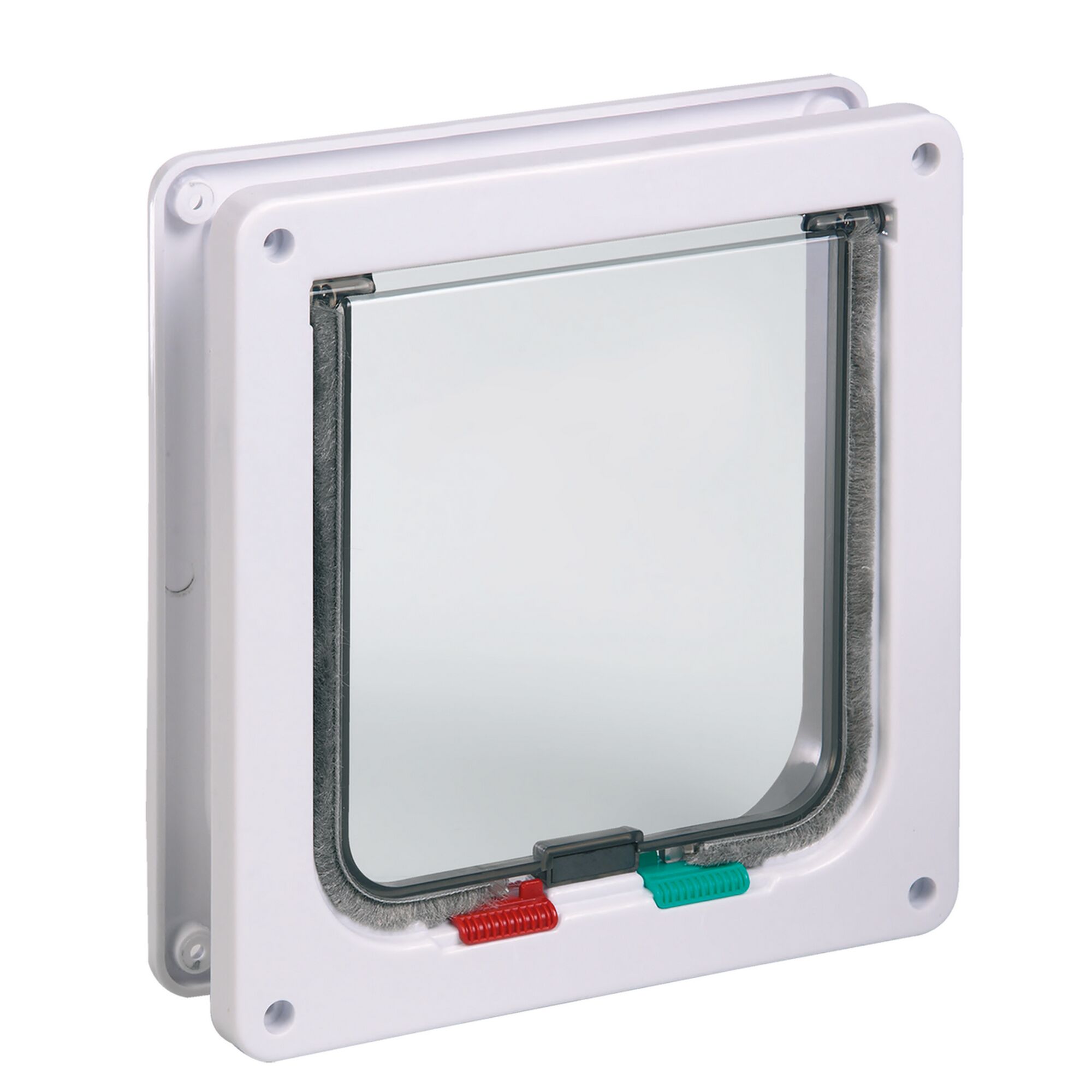 Weiße Katzentür mit 4-Wege-Verschluss