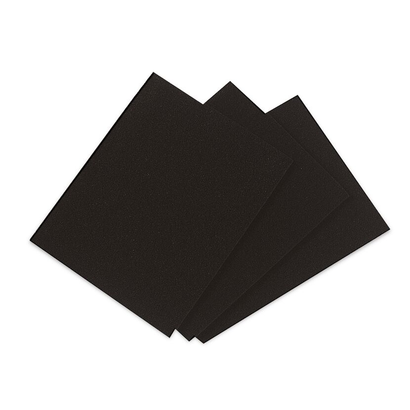 Drei schwarze Universalfilter für Katzentoiletten