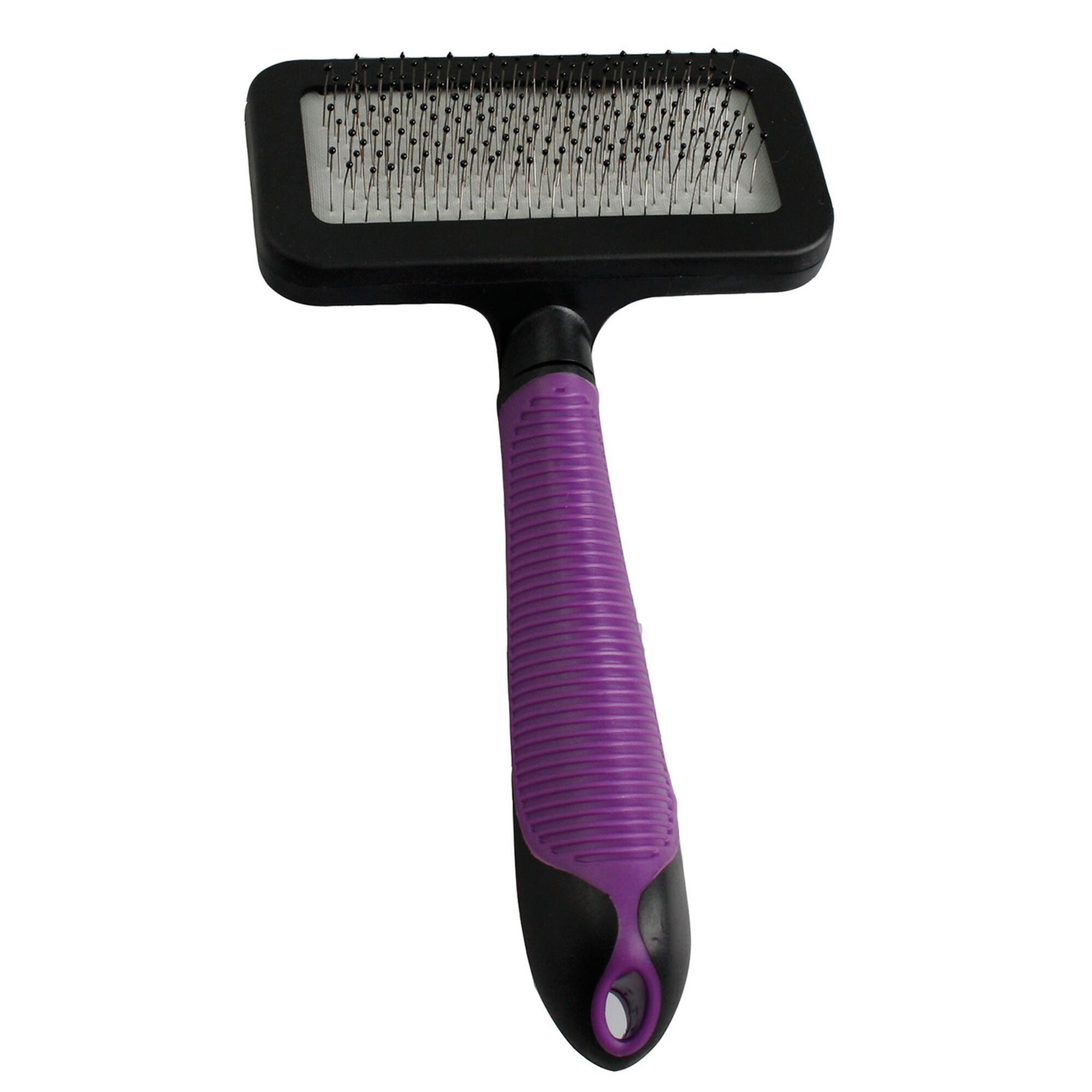 Zupfbürste mit schwarzem Kopf und violettem Griff