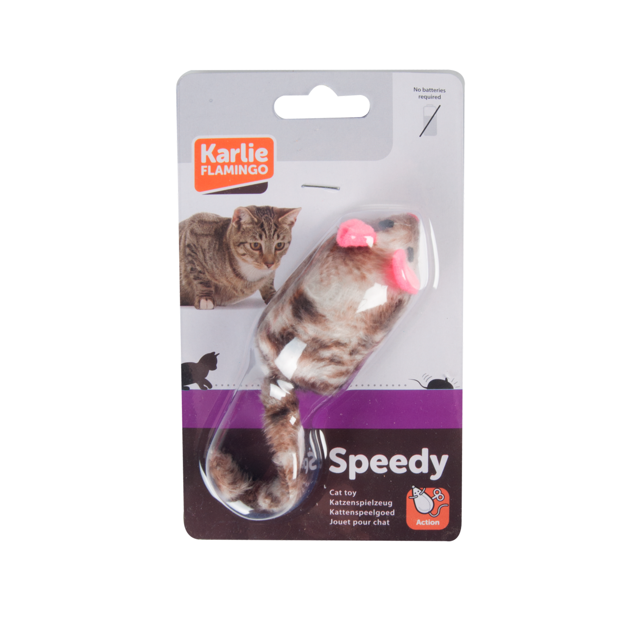 Katzenspielzeug Aufziehmaus Speedy braun/weiß + product picture