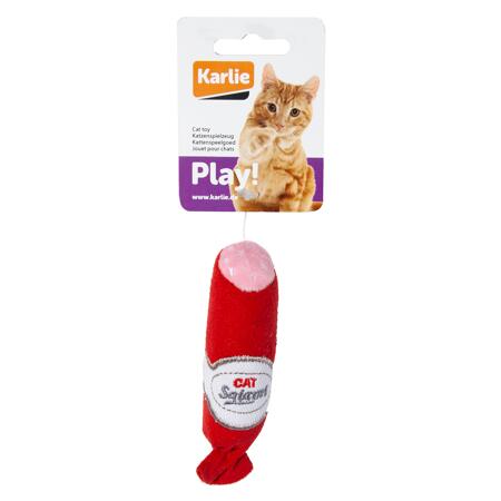 3. Bild von Katzenspielzeug Texil Salami rot mit Catnip 10 cm