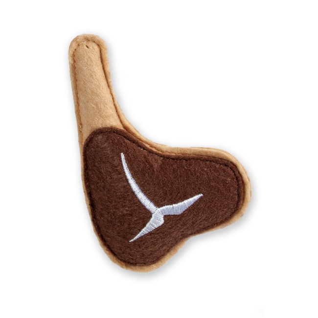 Bild von Katzenspielzeug Texil T-Bone braun mit Catnip 10,5 cm