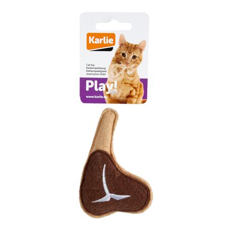 3. Bild von Katzenspielzeug Texil T-Bone braun mit Catnip 10,5 cm