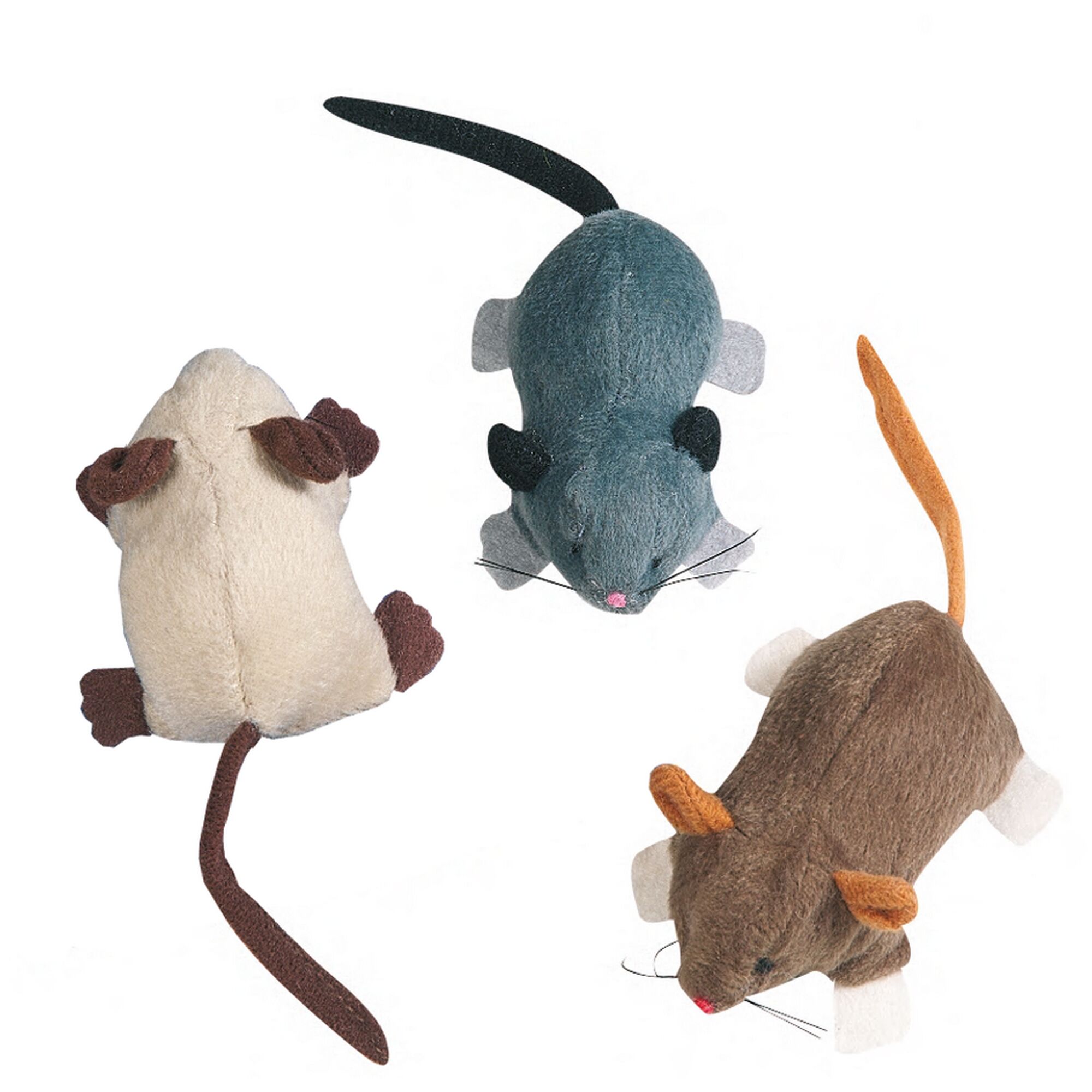 Drei Spielzeugmäuse aus Stoff