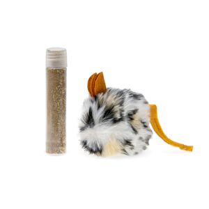 Katzenspielzeug Plüschmaus beige mit Catnip 20 cm