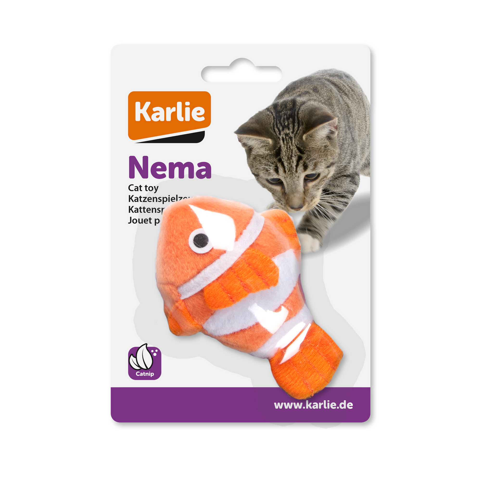 Katzenspielzeug Fisch Nemo orange mit Catnip 16,5 cm + product picture
