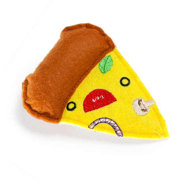 Bild von Katzenspielzeug Texil Pizza gelb mit Catnip 11 cm