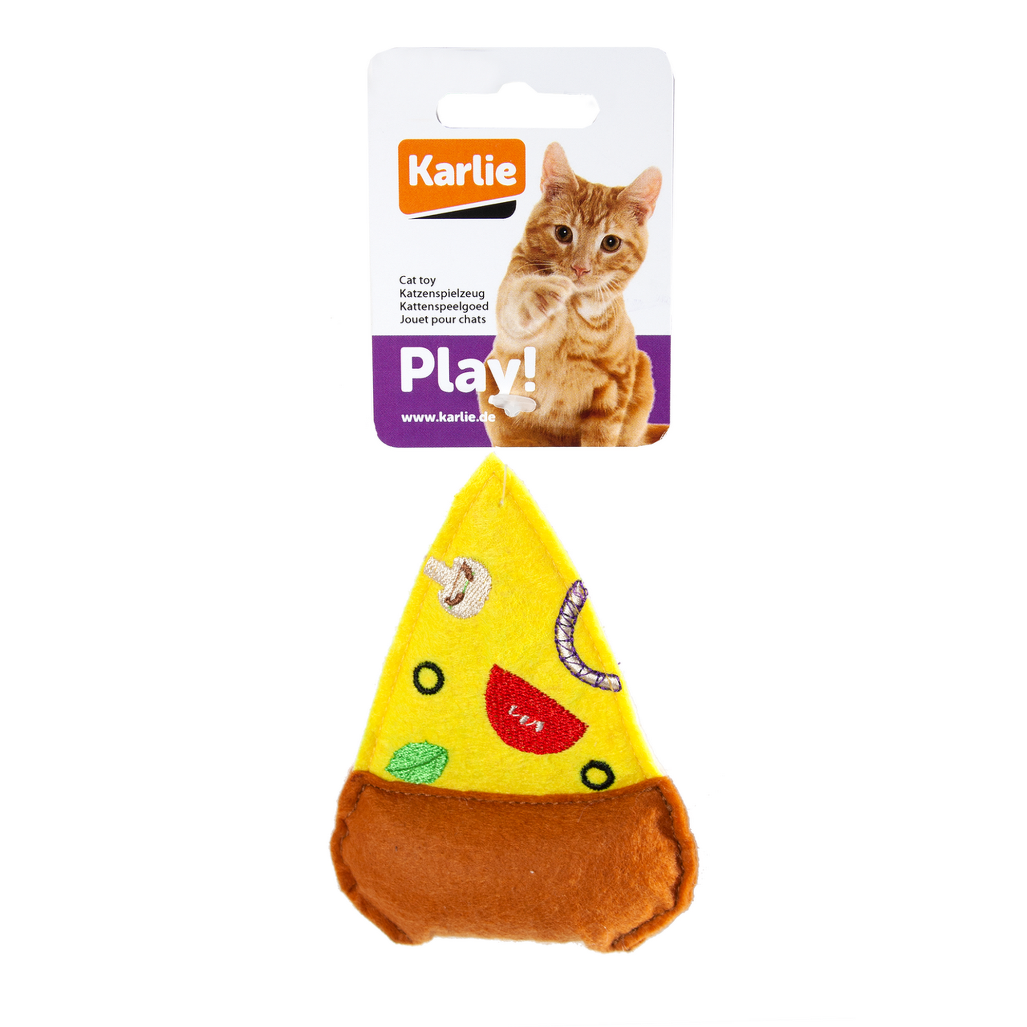 Katzenspielzeug Texil Pizza gelb mit Catnip 11 cm + product picture