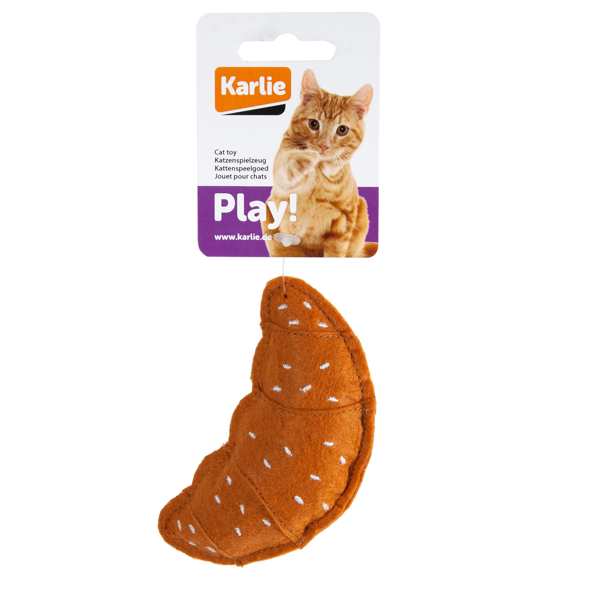 Katzenspielzeug Texil Croissant braun mit Catnip 10,5 cm + product picture