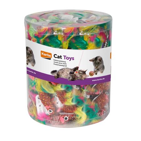 3. Bild von Katzenspielzeug Maus mit Federn, 2 Farben sortiert 5 cm
