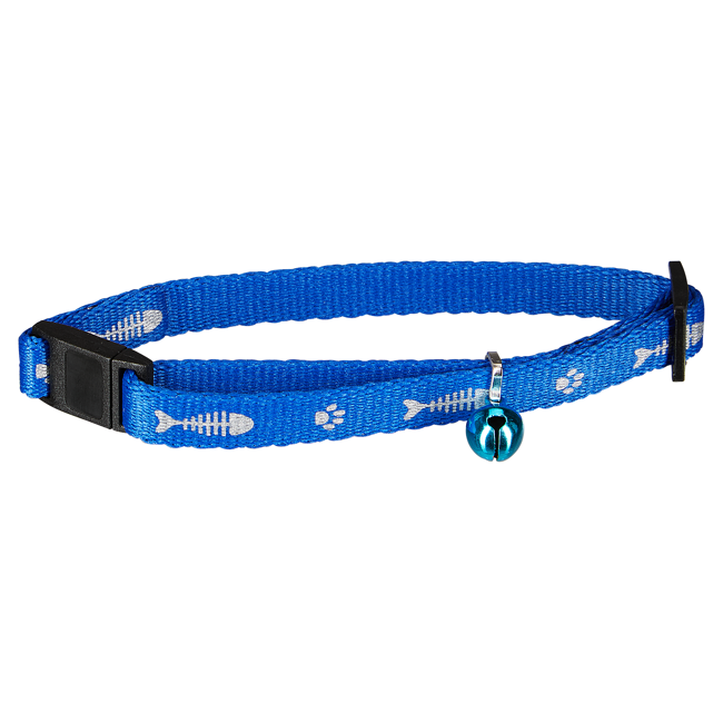 Bild von Katzenhalsband blau 30 x 1 cm mit Motiven