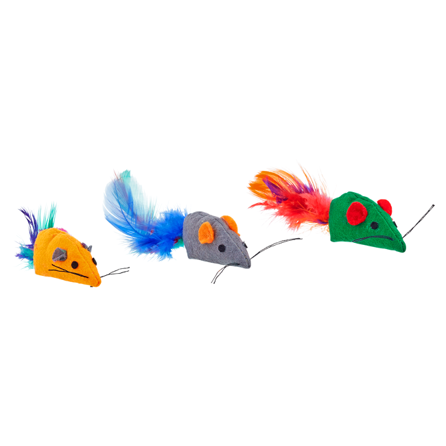 Bild von Spielzeugmäuse mit Katzenminze bunt 6 cm 3 Stück