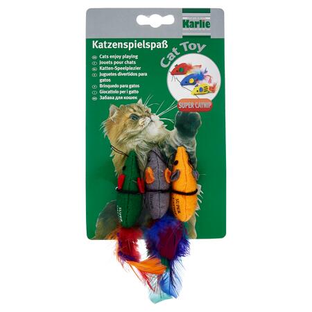 3. Bild von Spielzeugmäuse mit Katzenminze bunt 6 cm 3 Stück