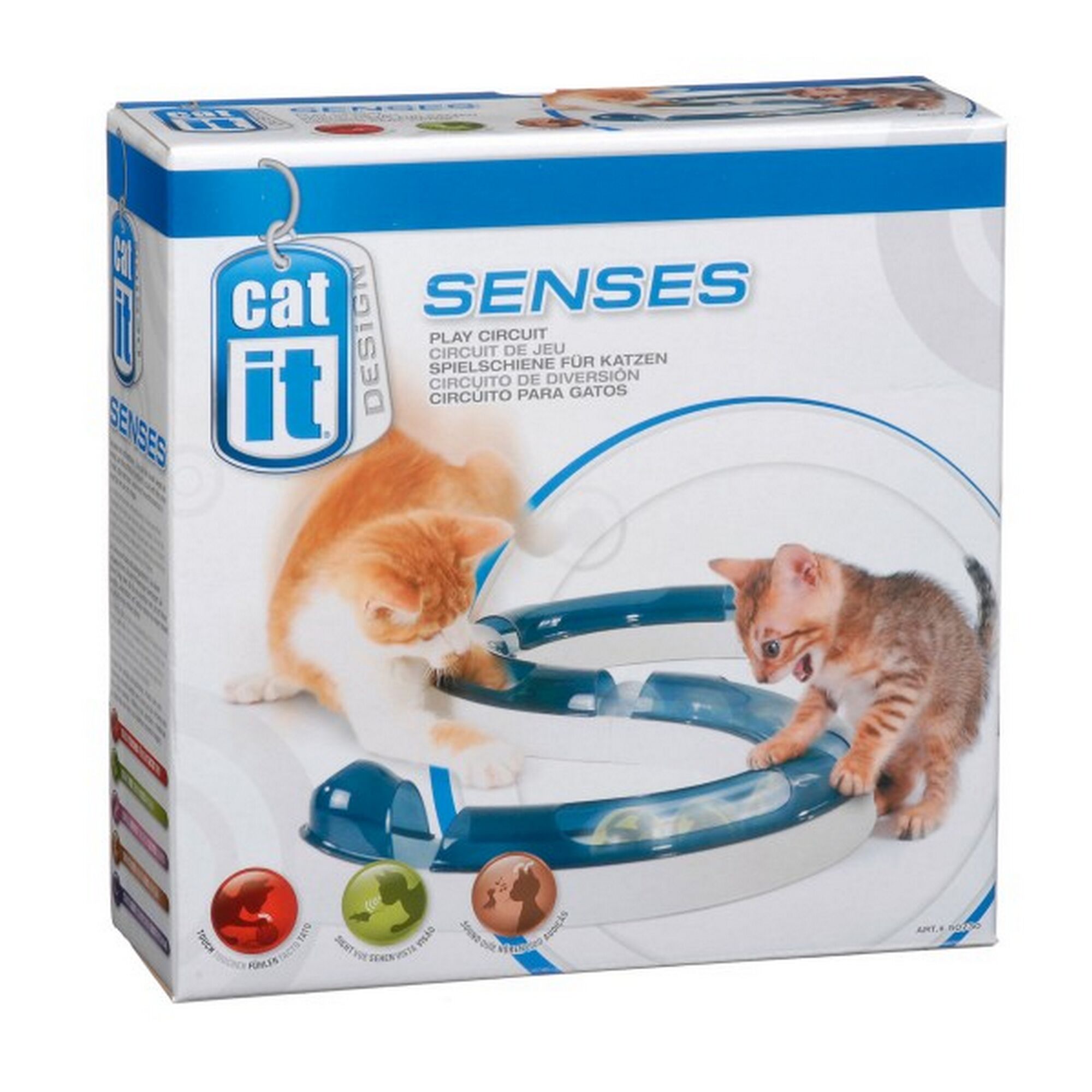 Zwei Katzen spielen mit Catit Senses Spielschiene.