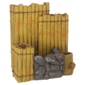 Aquarien-Dekofigur Bambuswand Kunstharz braun 15 x 8,5 x 13,5 cm