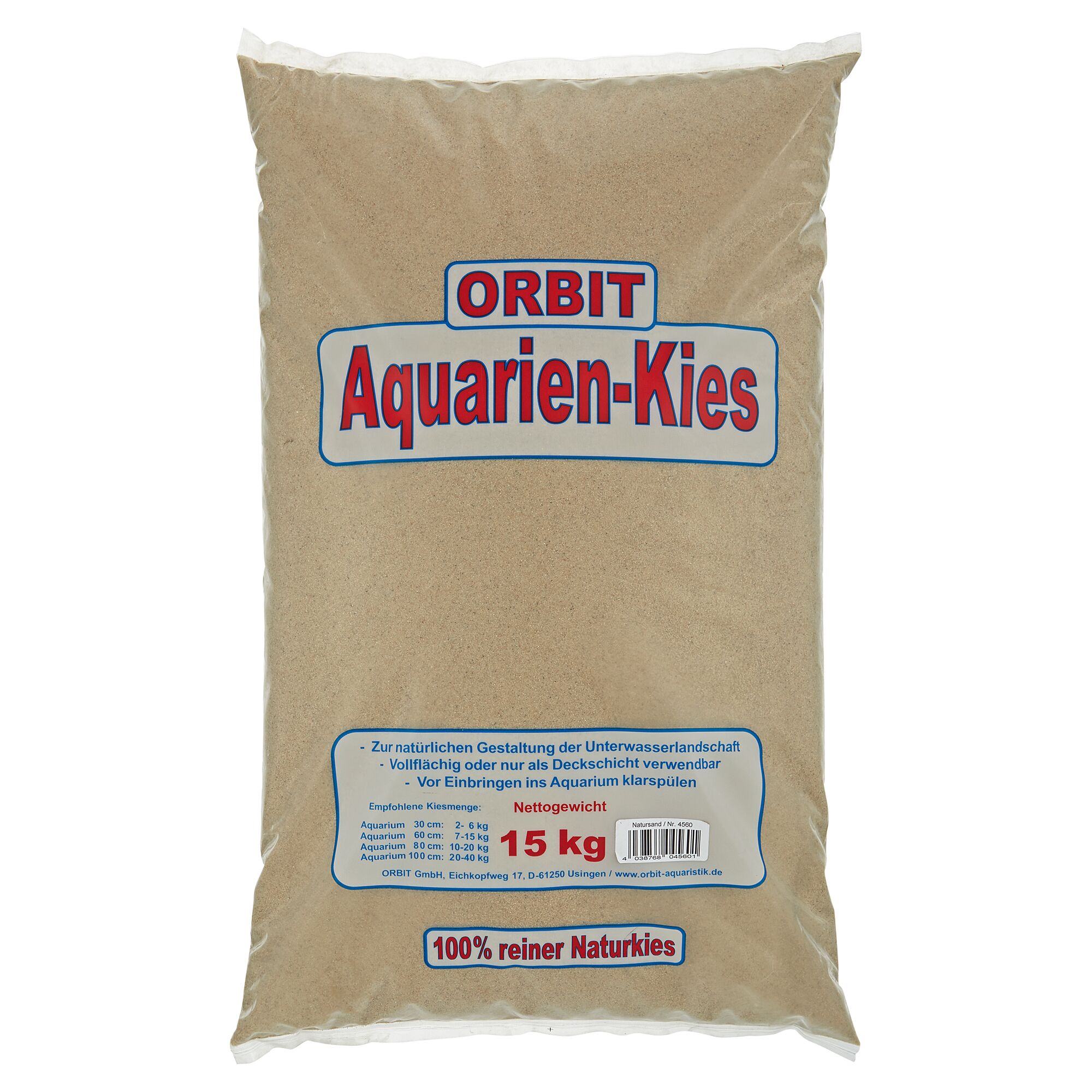 15 kg Orbit Aquarien-Kies in durchsichtigem Beutel