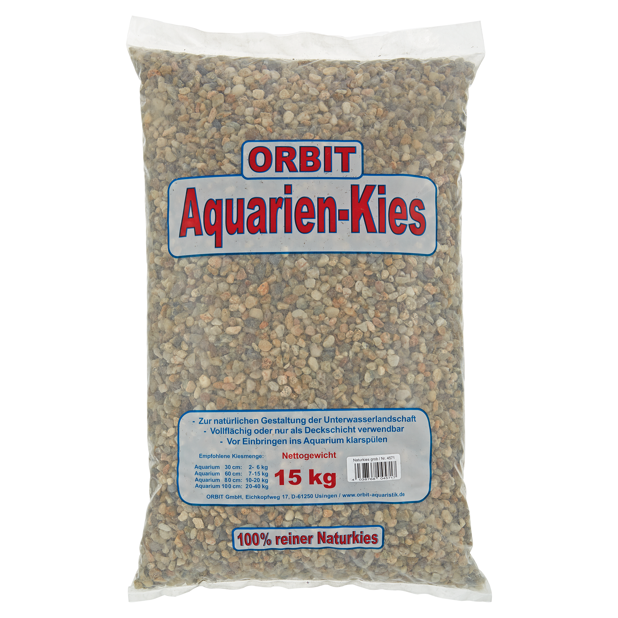 Aquarien-Kies Naturkies grau/braun Ø 4 - 8 mm 15 kg + product picture