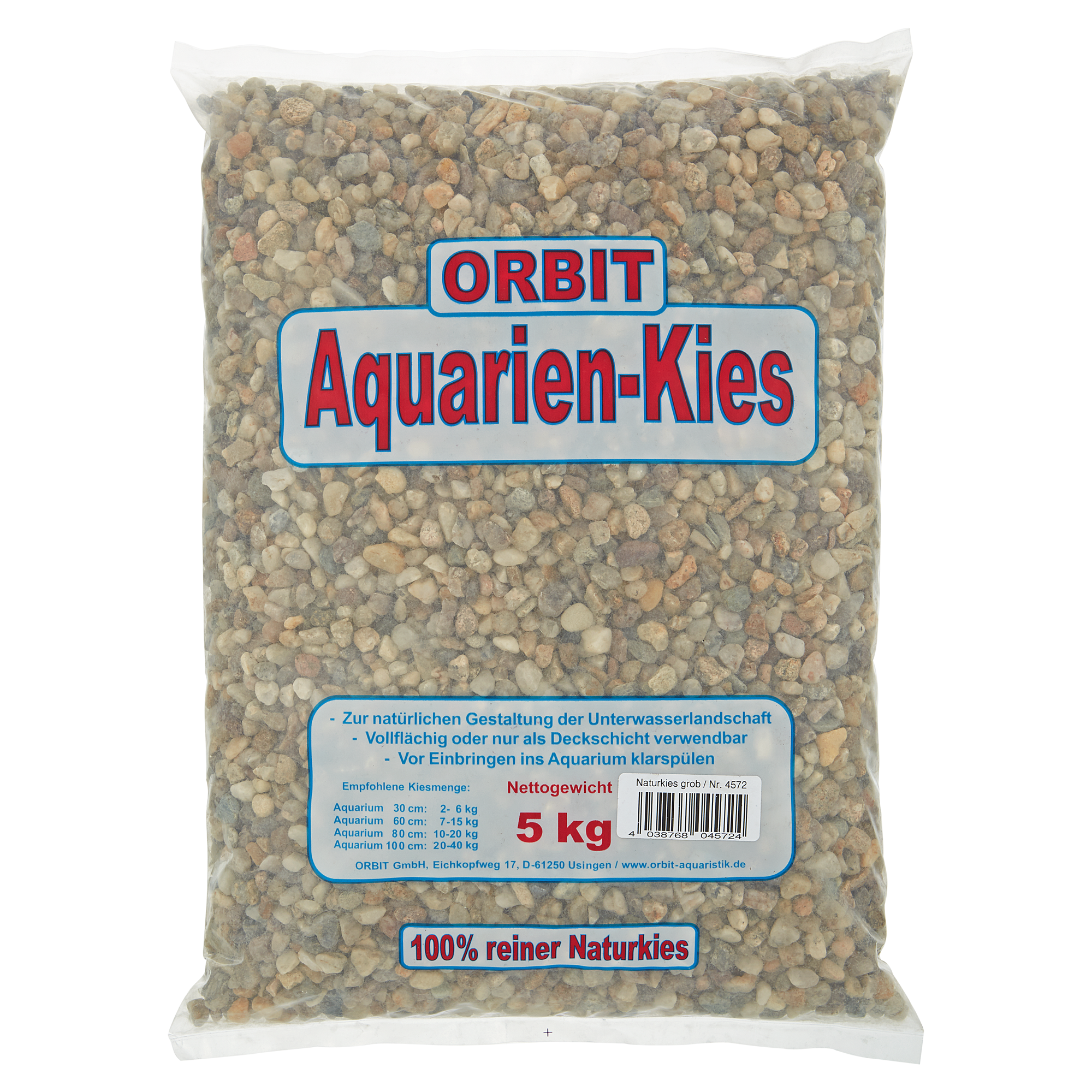 Naturkies Aquarium grau/braun Ø 4 - 8 mm 5 kg + product picture