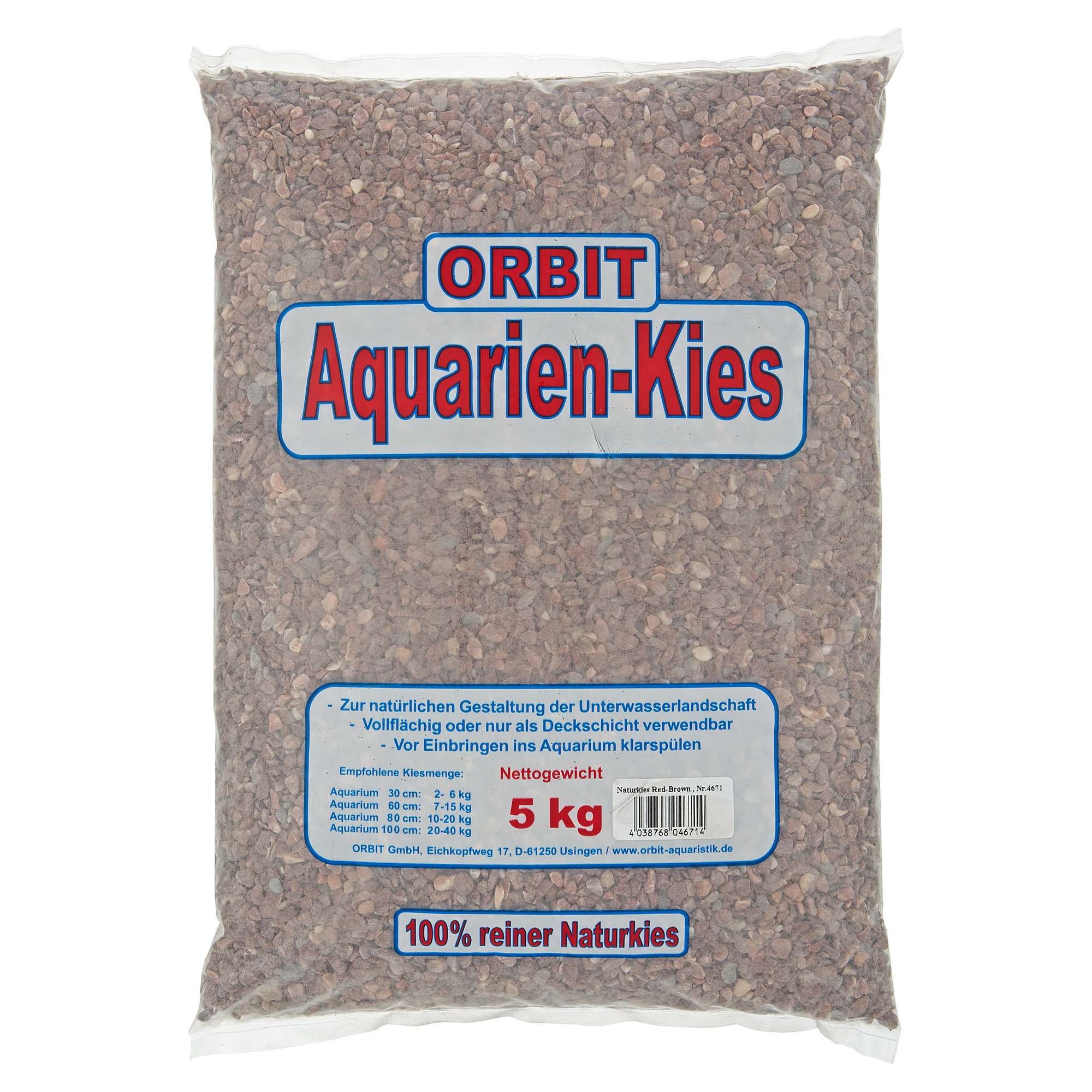 Aquarien-Kies Naturkies 5 kg rotbraun + product picture