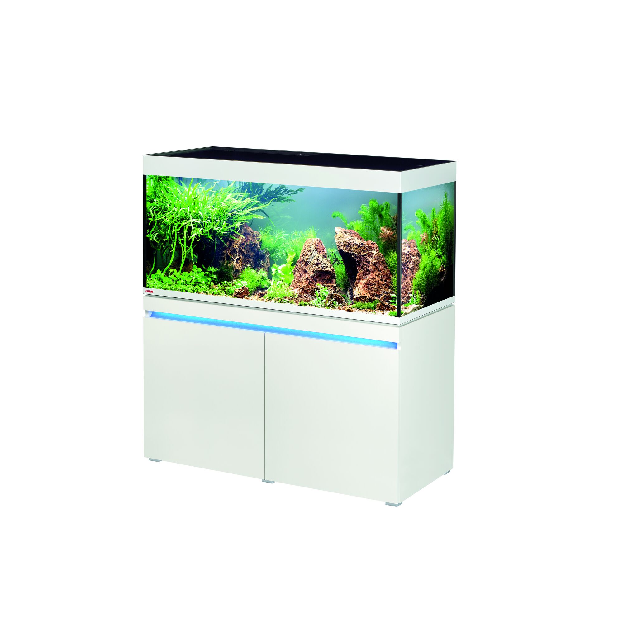 Weißes Aquarium EHEIM incpiria 430 alpin bepflanzt