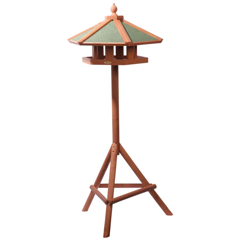 Vogelhaus aus Holz mit grünem Dach