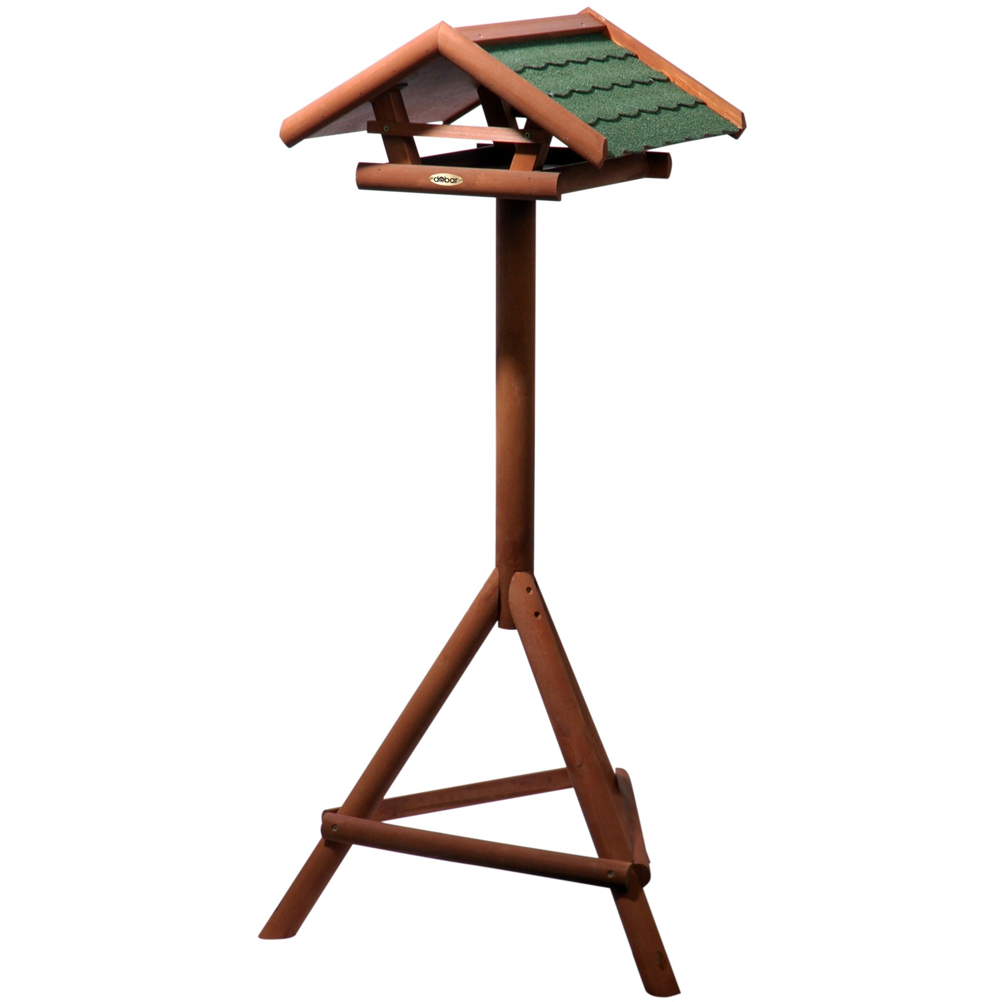 Vogelhaus aus Holz mit grünem Dach