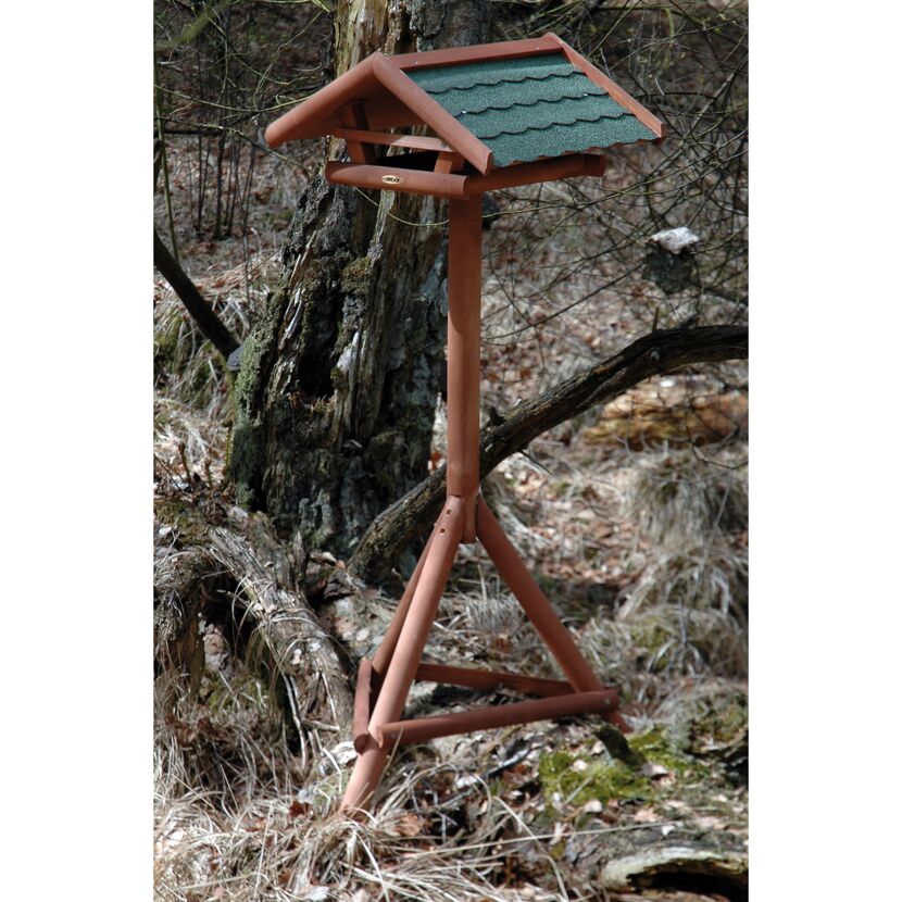 Vogelhaus aus Holz mit grünem Dach