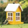 Gelbes Futterhaus Sara mit Vogel