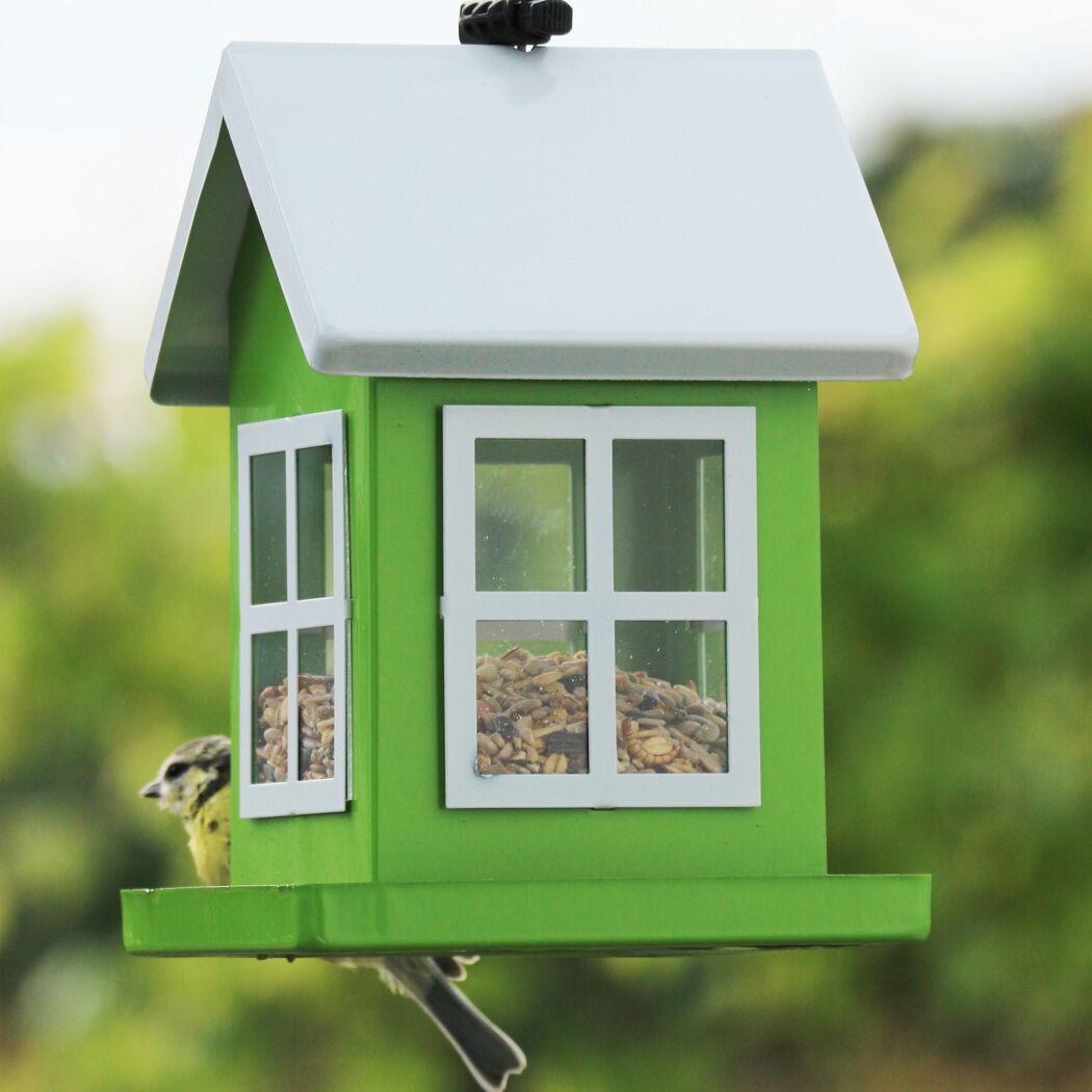 Vogelhaus Mia in grün mit Vogel
