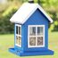 Blaues Futterhaus Lea mit Vogelfutter