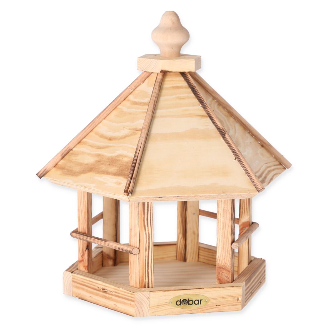 Sechseckiges Vogelfutterhaus aus Holz