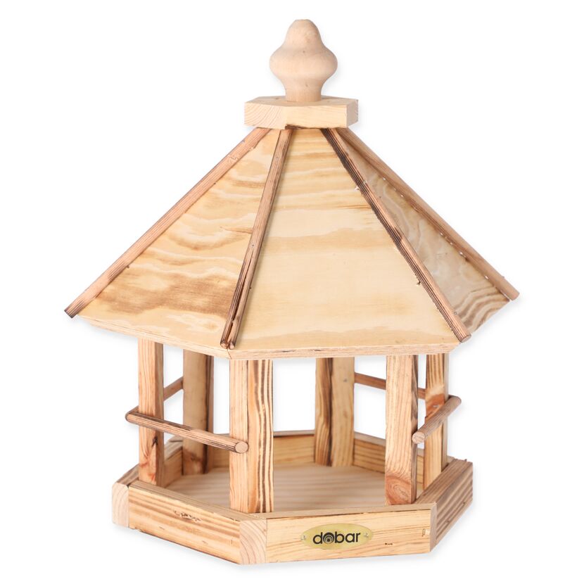 Sechseckiges Vogelfutterhaus aus Holz