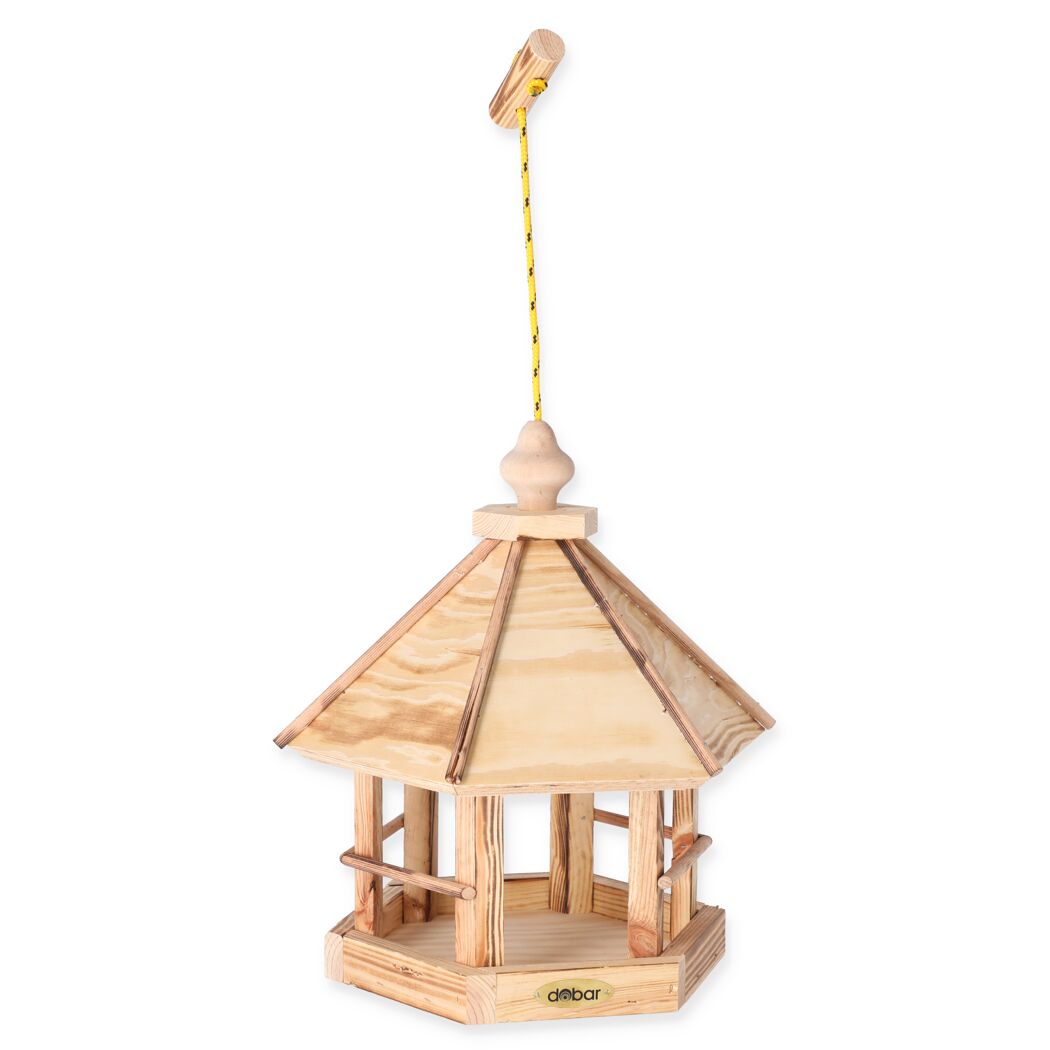 Sechseckiges Vogelfutterhaus aus Holz