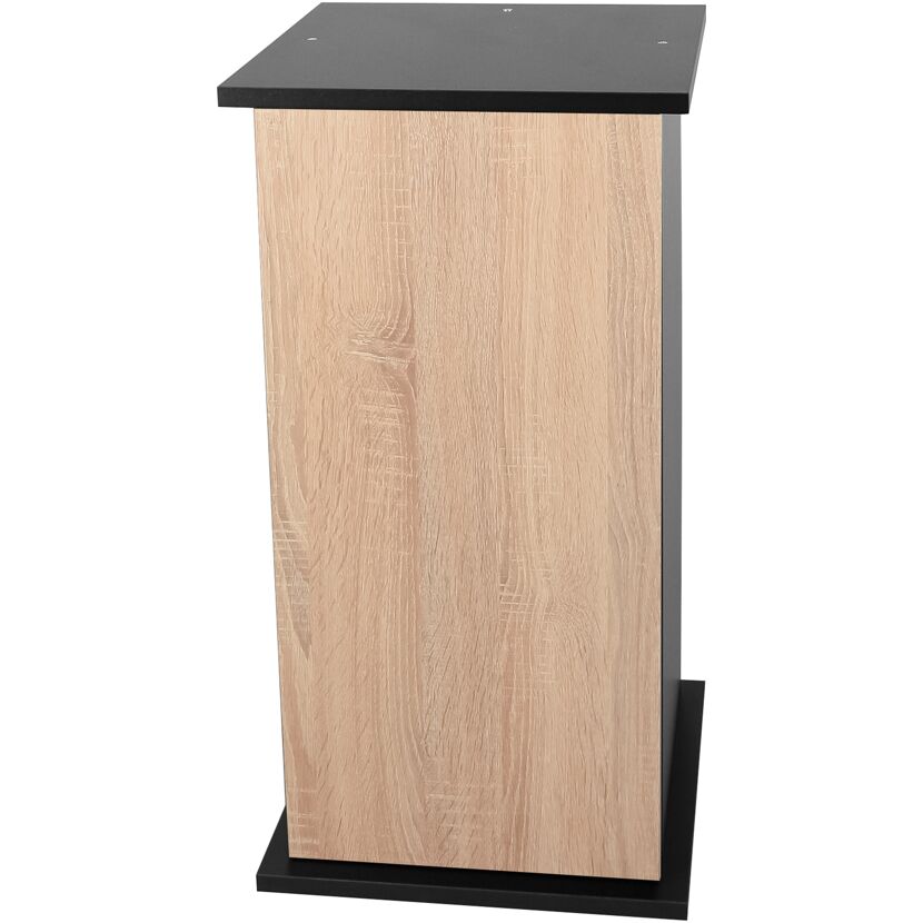 Holz Unterschrank mit schwarzer Oberseite und Unterseite.