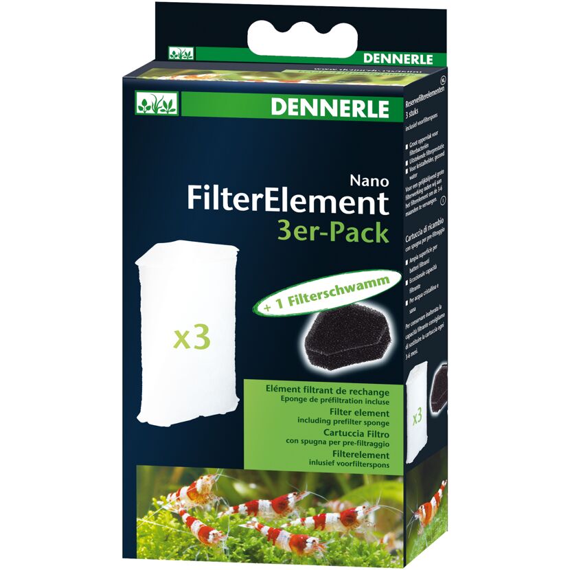 Dennerle Nano Filterelement 3er-Pack + 1 Filterschwamm