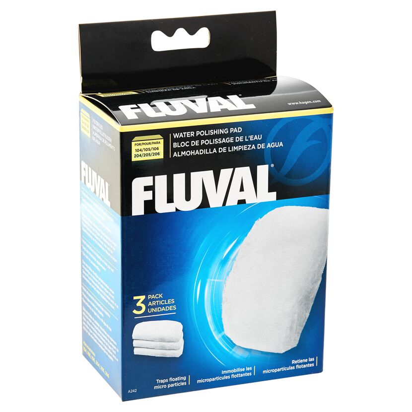 Drei weiße Fluval Feinfilterpads in Verpackung