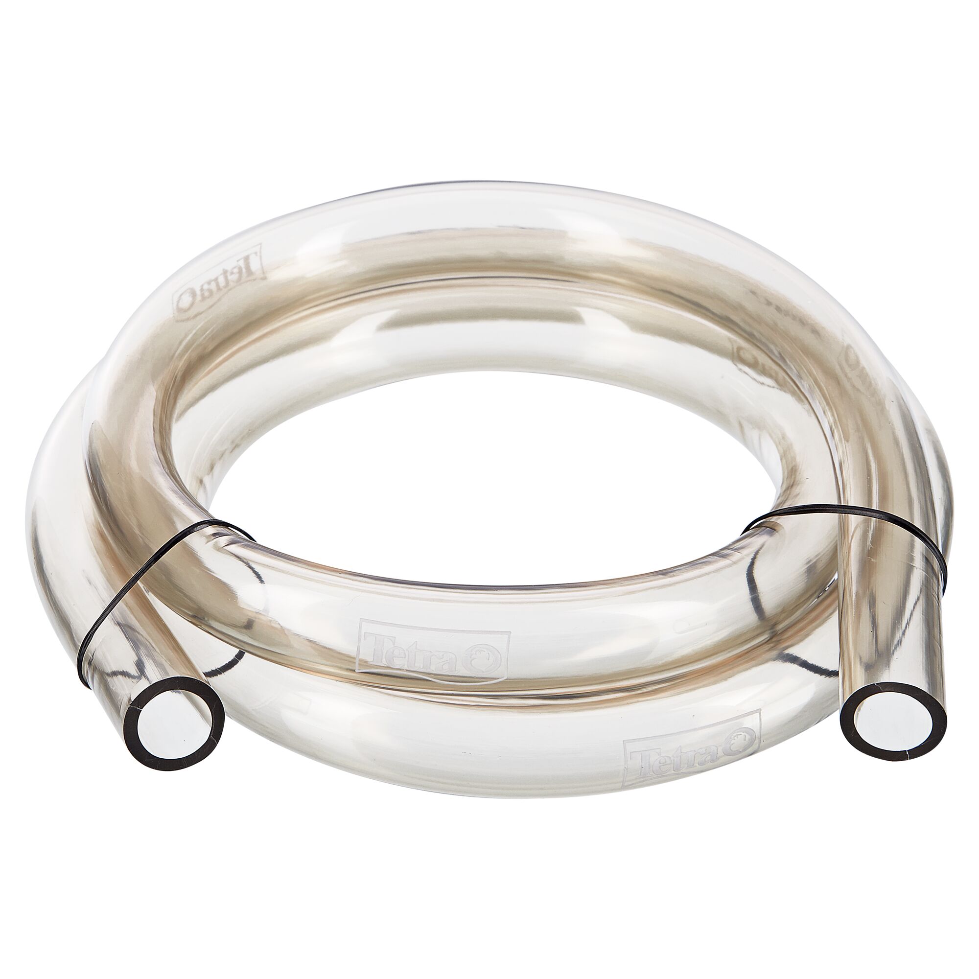 Ein durchsichtiger Tetra Schlauch aufgerollt.