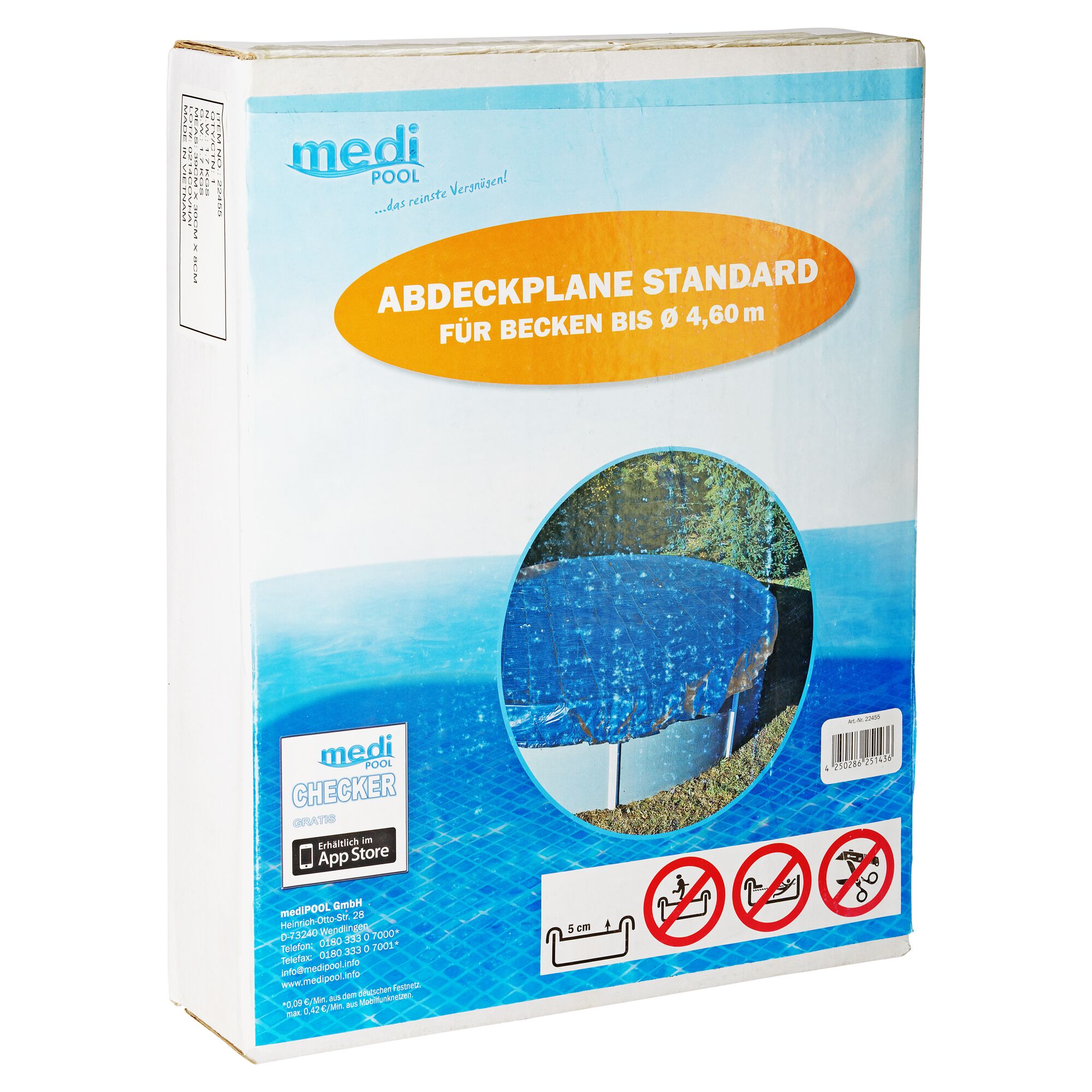Medi Pool Abdeckplane Standard für Becken bis 4,60 m.