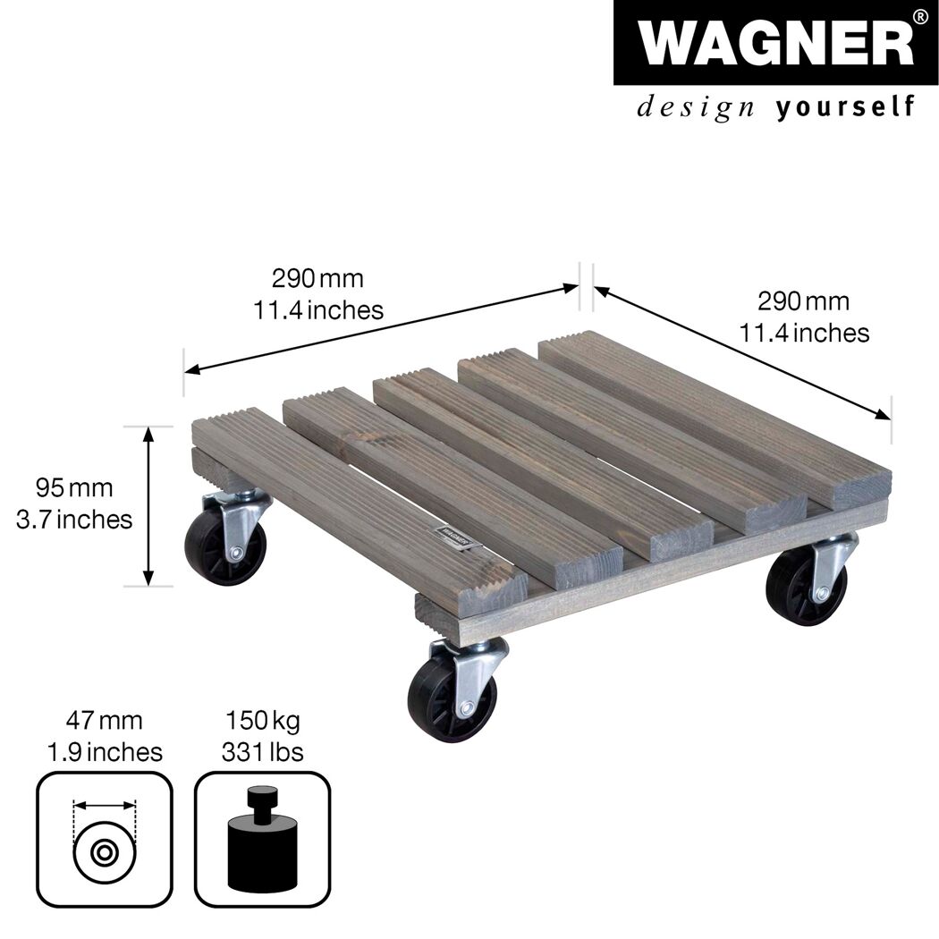 Grauer Pflanzenroller Wagner mit Maßen