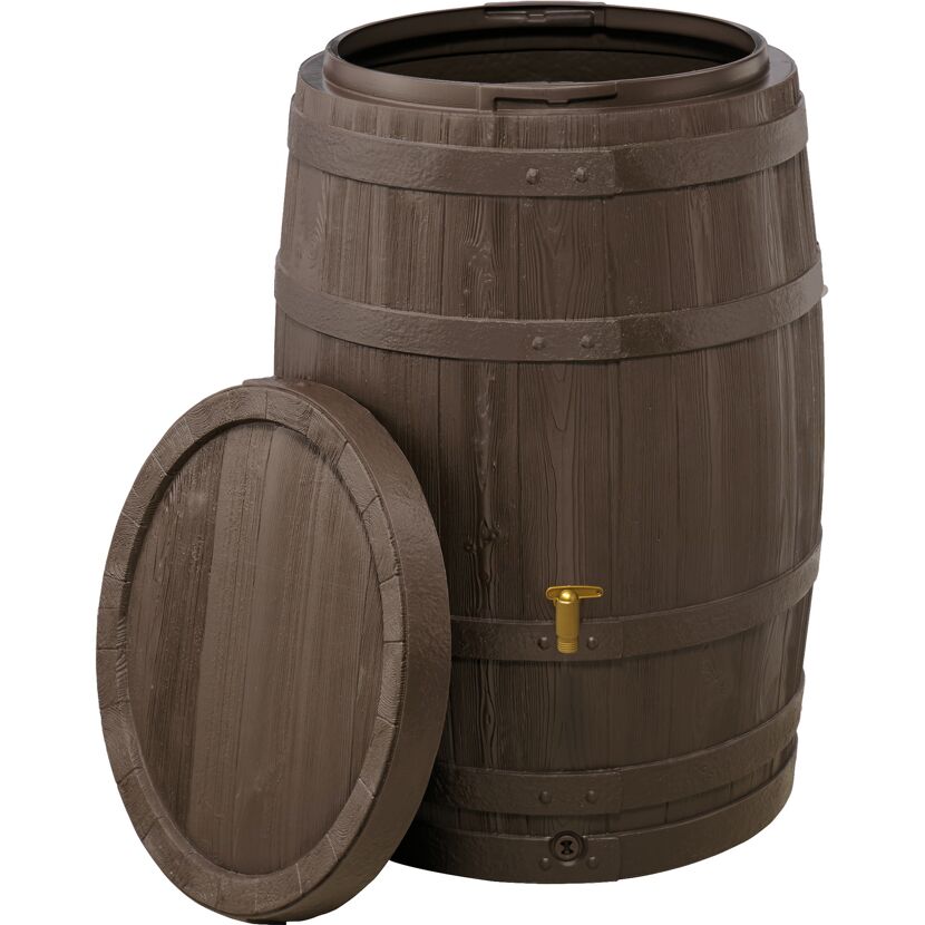 Braunes Regenfass Vino mit geöffnetem Deckel