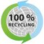 100 % Recycling Symbol mit Weltkugel