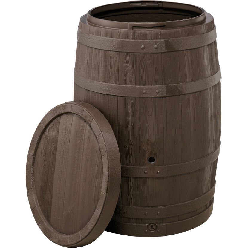 Braunes Regenfass Barrica mit Deckel