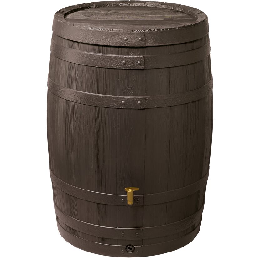 Braunes Regenfass Vino mit Zapfhahn